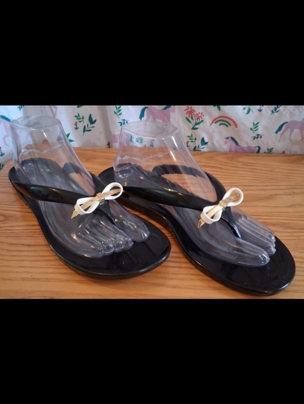 EUC Ted Baker Jassy Bow Black Casual Everyday Jelly Sandal FlipFlop Shoe SZ 7